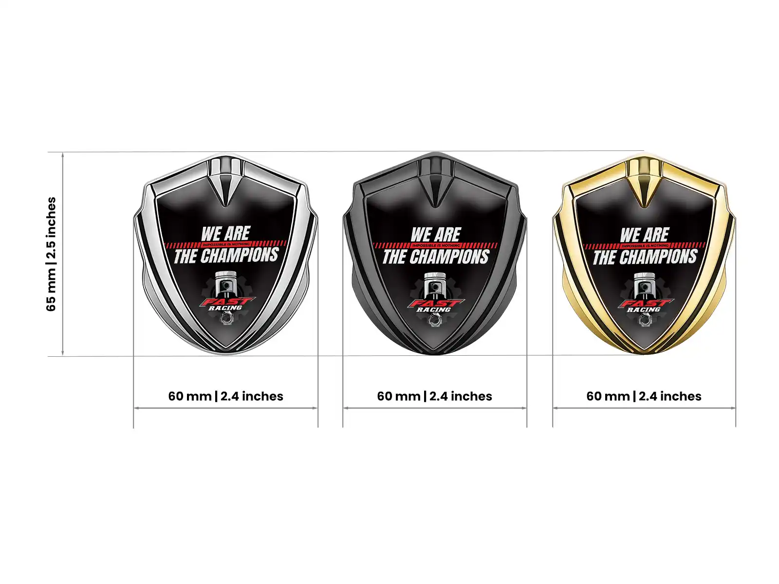 Auto Car Badge Racing Look Glossy Finish